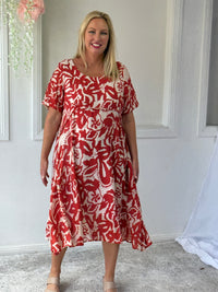 Demi Coral Abstract Layering Dress