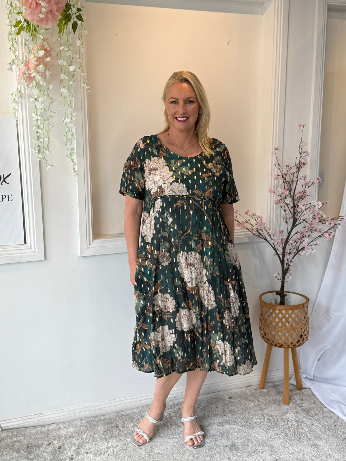 Demi Green Floral Layering Dress