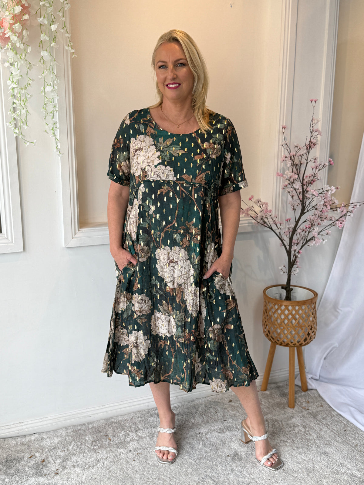 Demi Green Floral Layering Dress