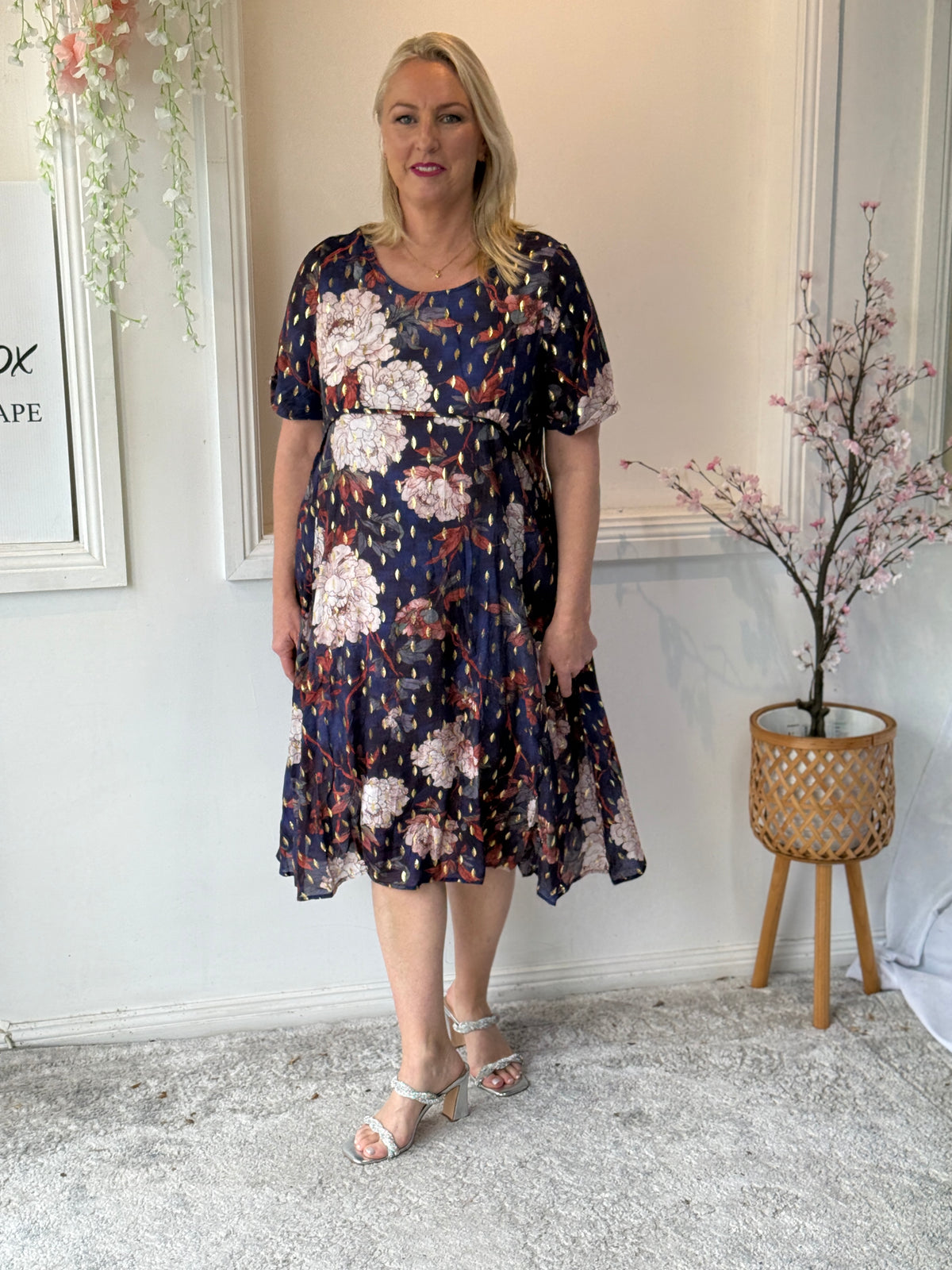 Demi Navy Floral Layering Dress