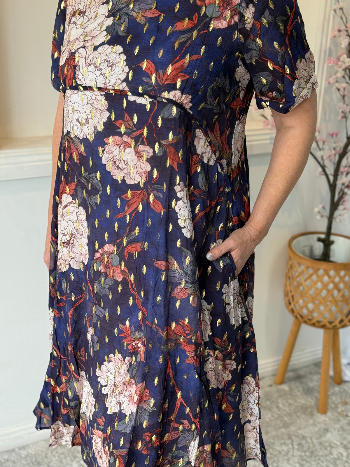 Demi Navy Floral Layering Dress