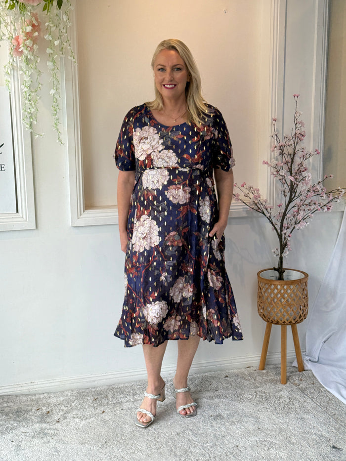 Demi Navy Floral Layering Dress
