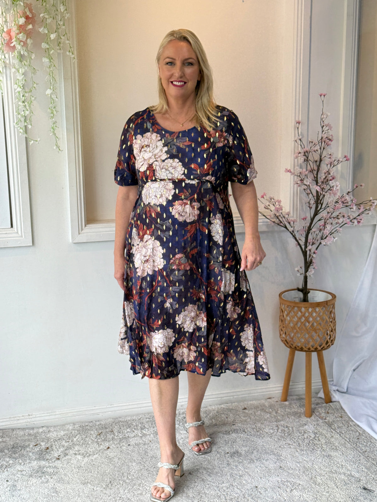 Demi Navy Floral Layering Dress