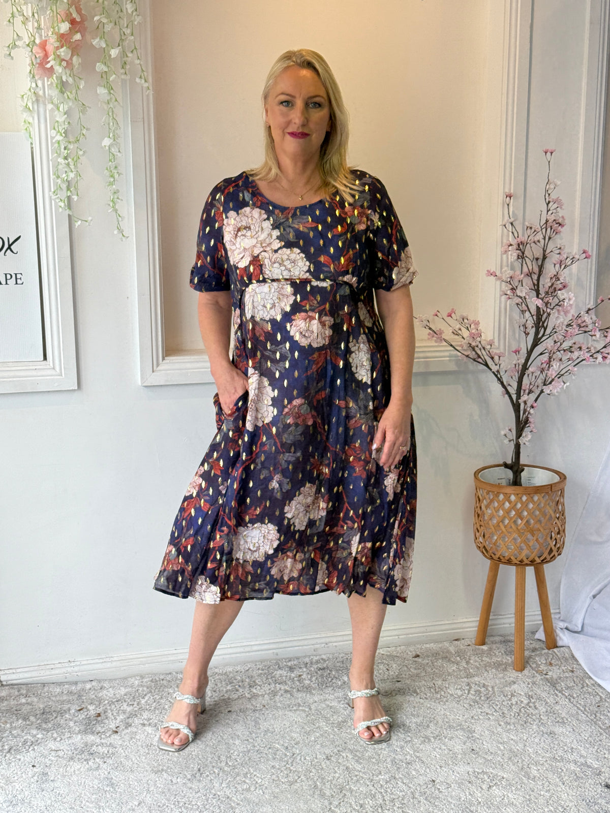 Demi Navy Floral Layering Dress