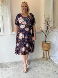 Demi Navy Floral Layering Dress