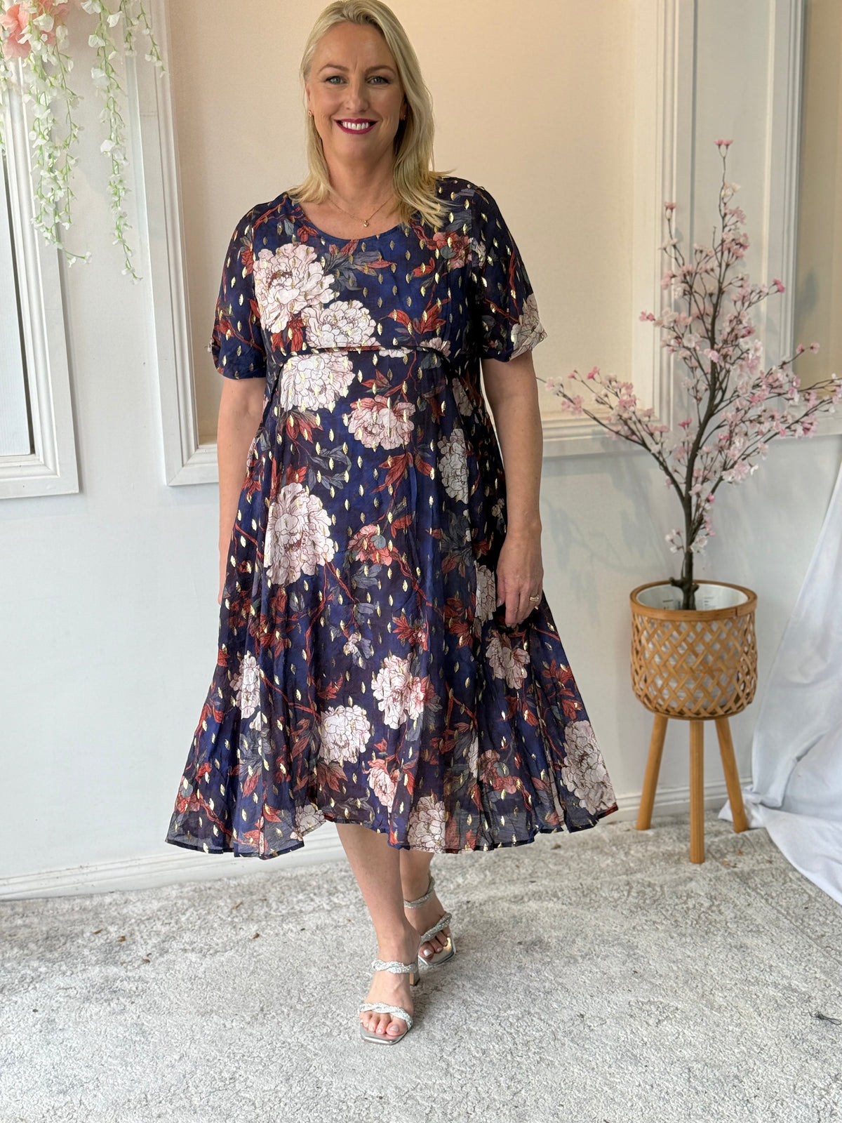 Demi Navy Floral Layering Dress