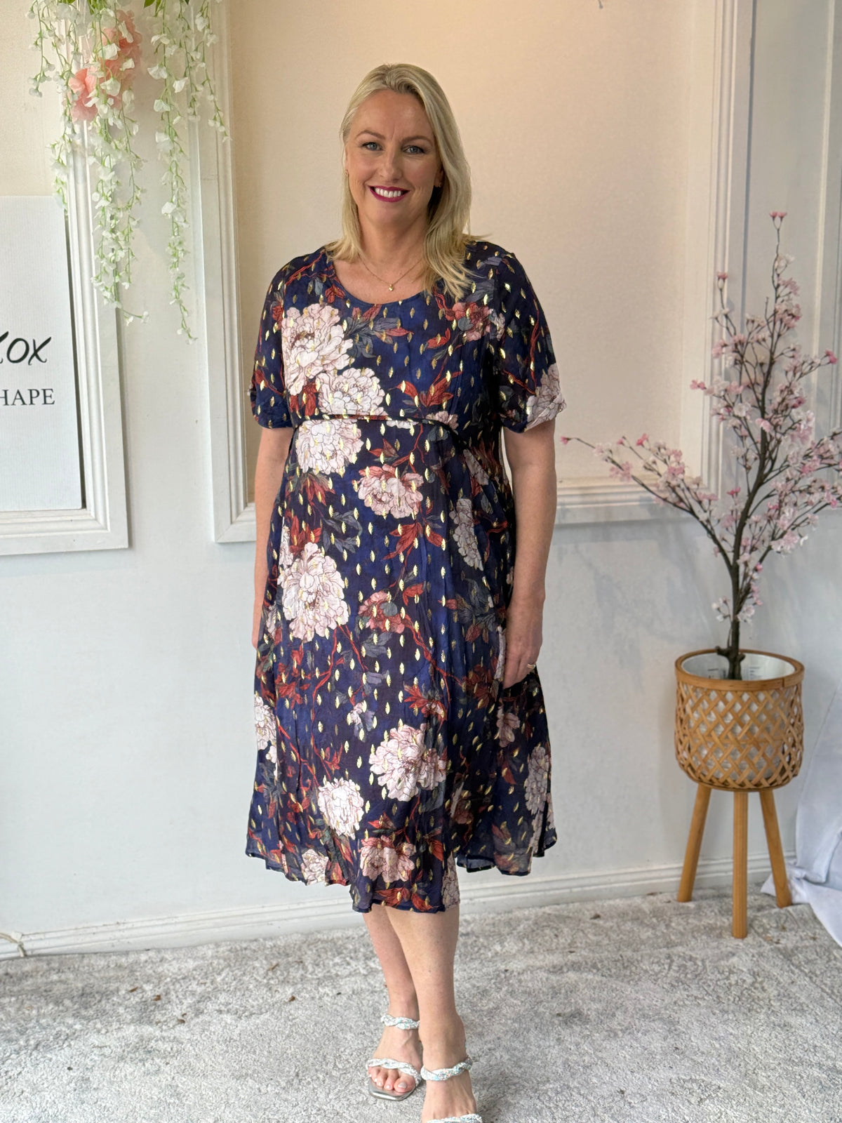 Demi Navy Floral Layering Dress
