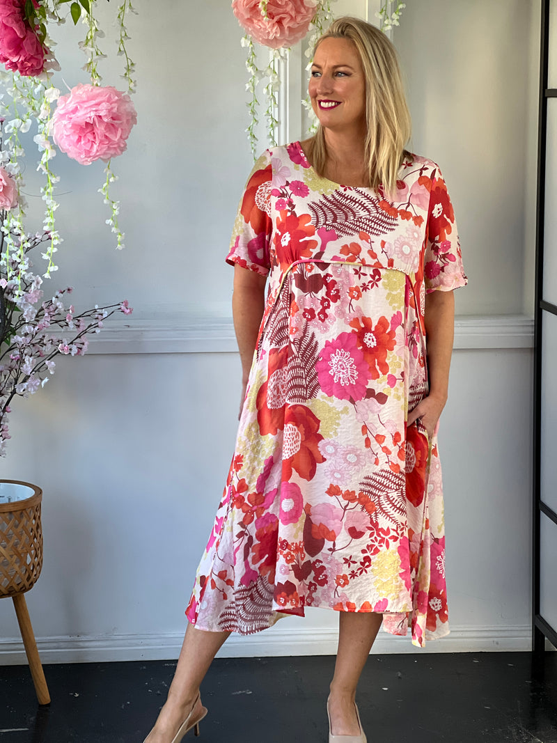 Demi Red Floral Layering Dress