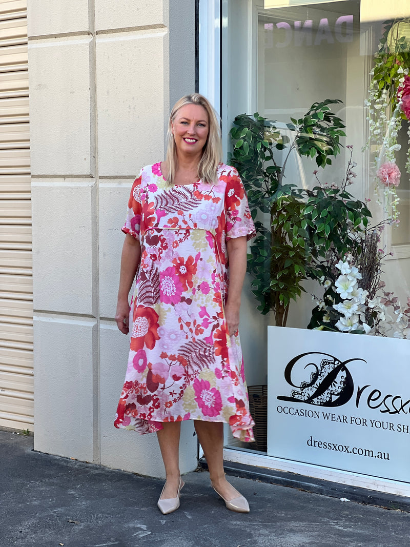 Demi Red Floral Layering Dress