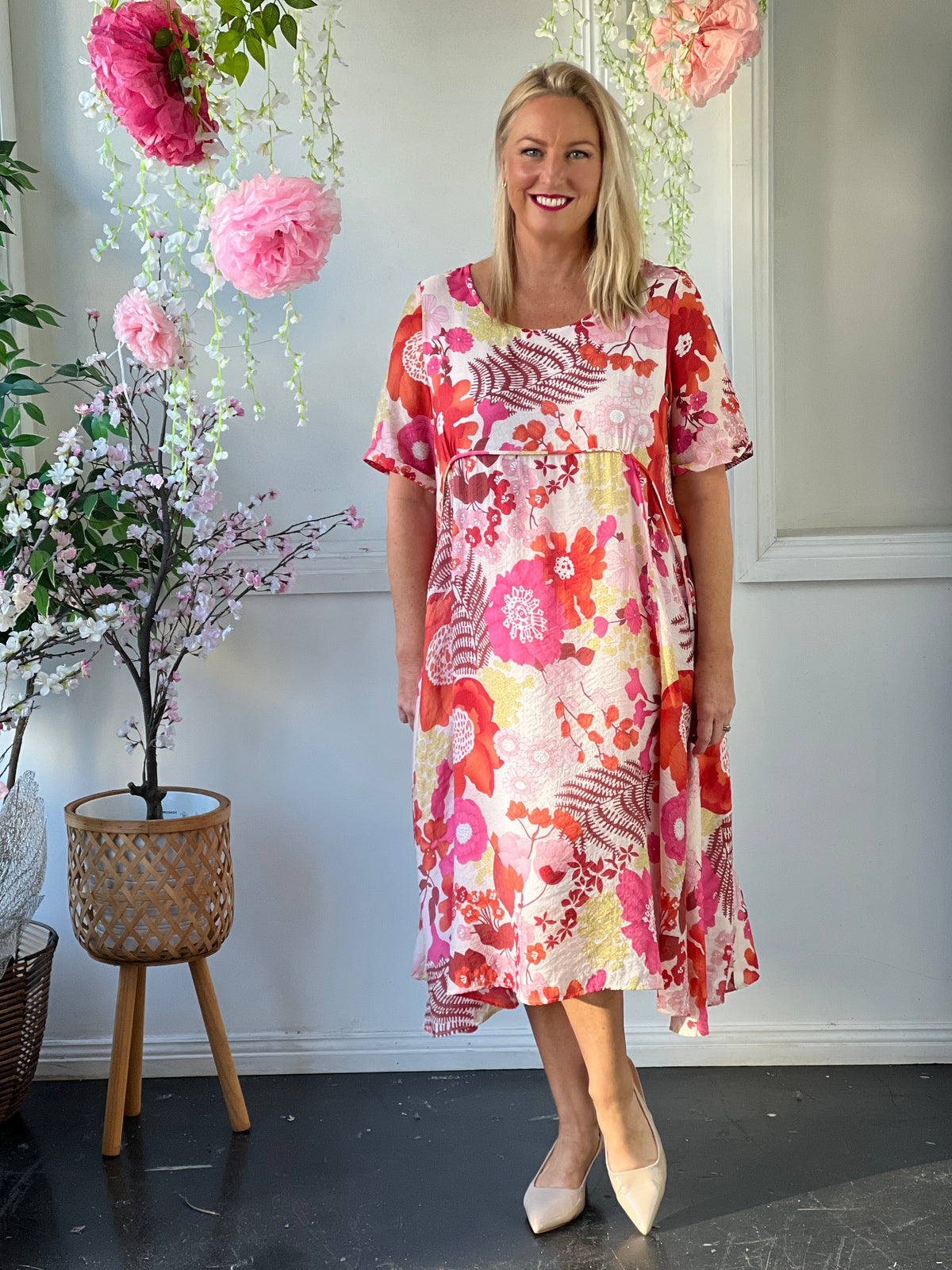 Demi Red Floral Layering Dress