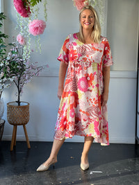 Demi Red Floral Layering Dress
