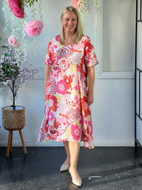 Demi Red Floral Layering Dress