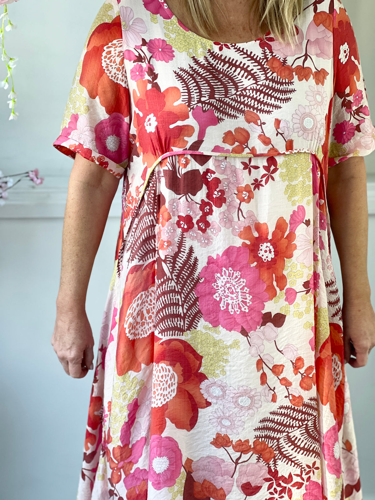 Demi Red Floral Layering Dress