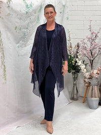 Donna Navy Metallic Cardigan