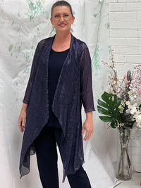 Donna Navy Metallic Cardigan