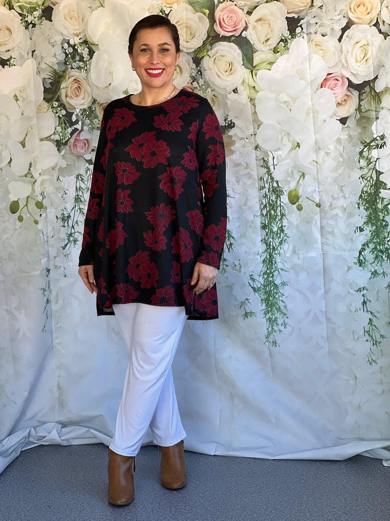 Dyna Black Floral Knit Tunic