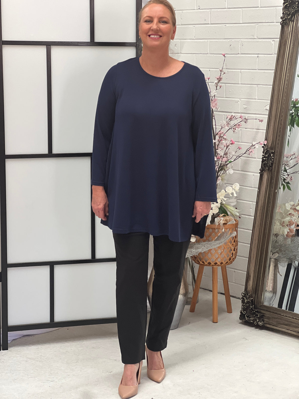 Dyna Navy Soft Knit Tunic