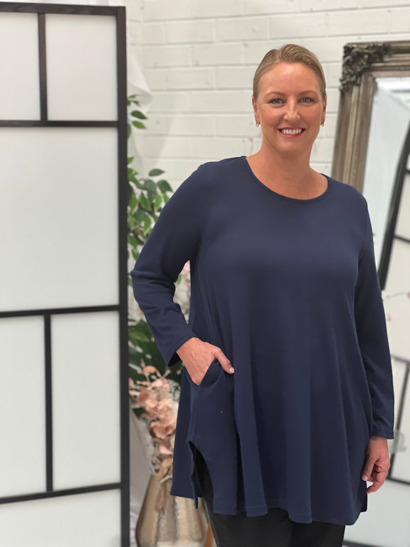 Dyna Navy Soft Knit Tunic