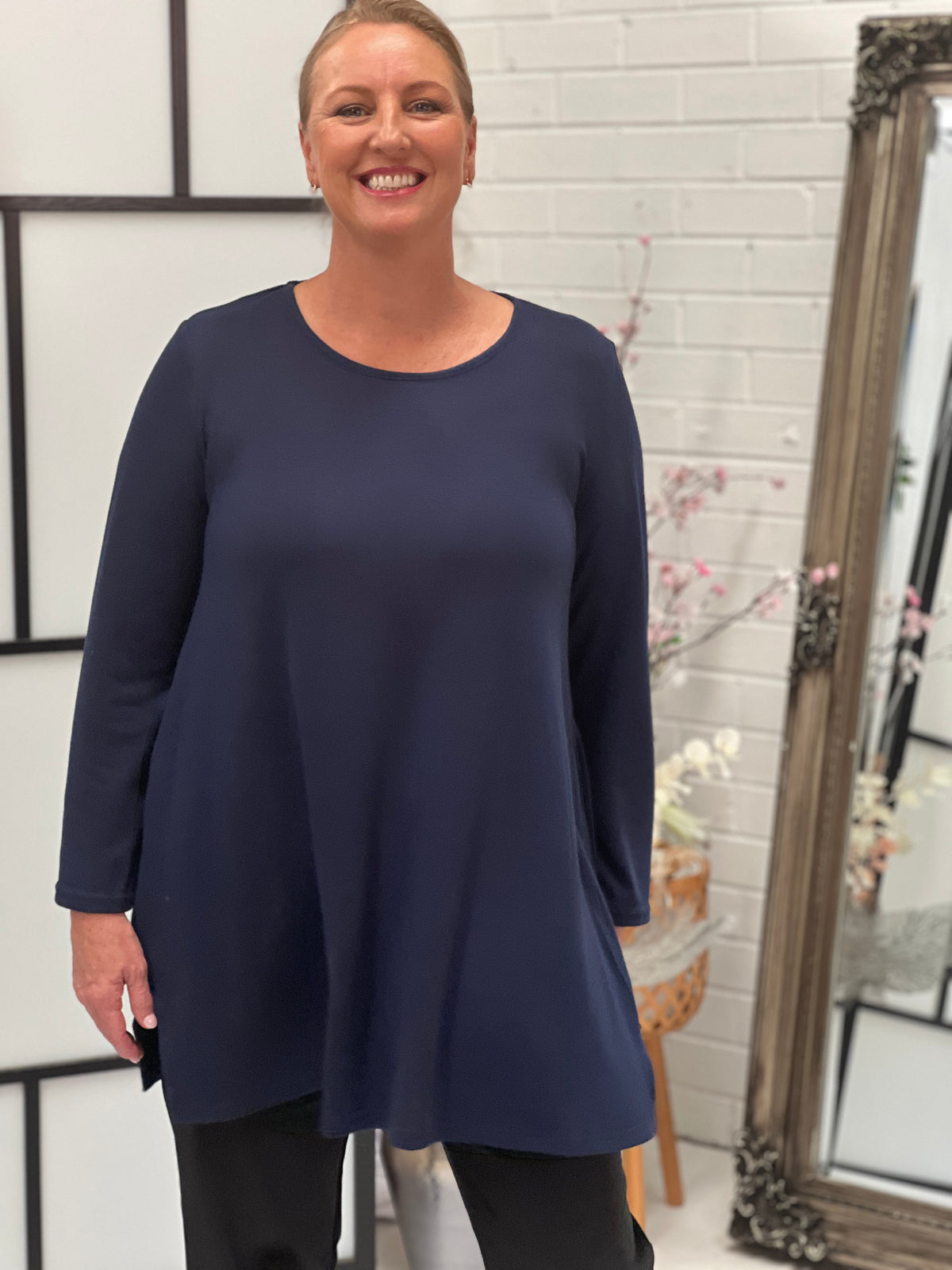 Dyna Navy Soft Knit Tunic
