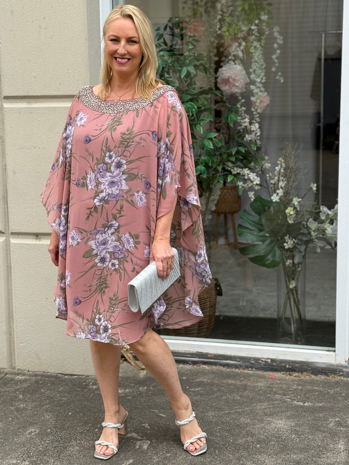 Elias Rose Floral Evening Dress