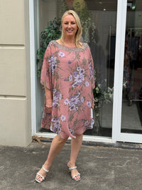 Elias Rose Floral Evening Dress