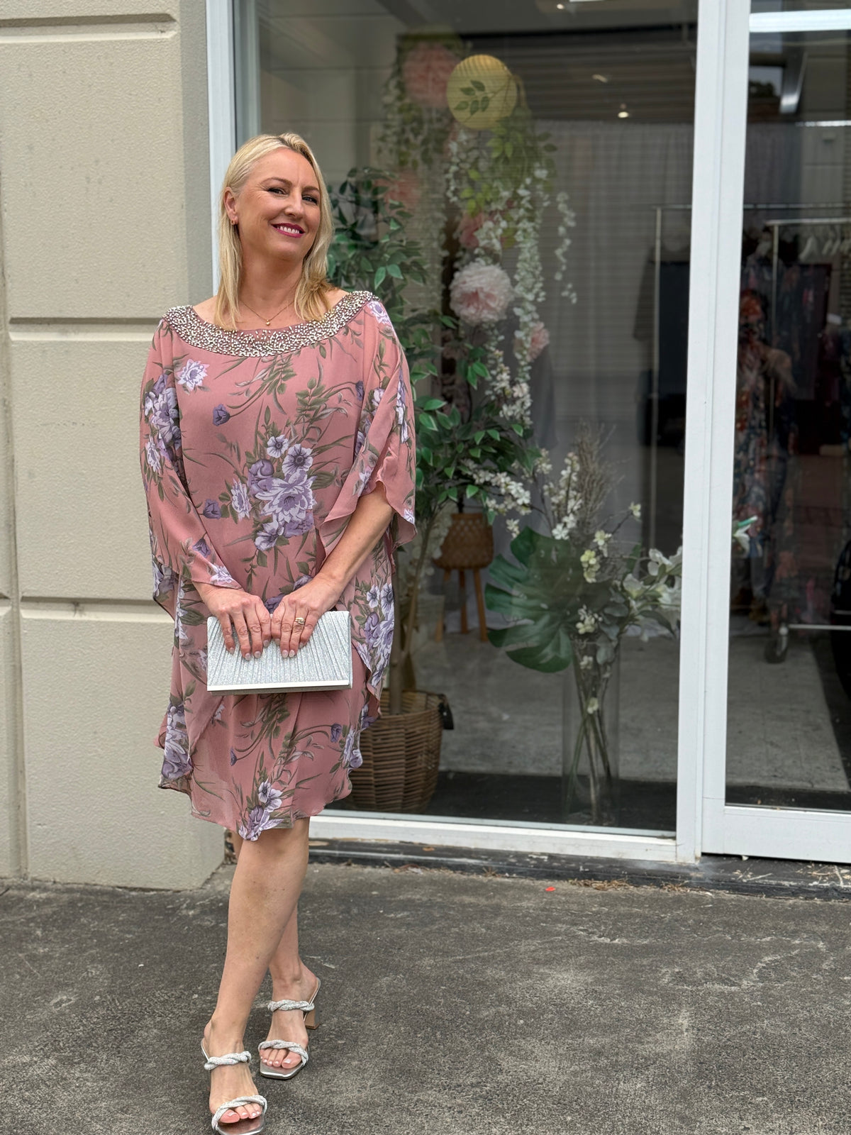 Elias Rose Floral Evening Dress