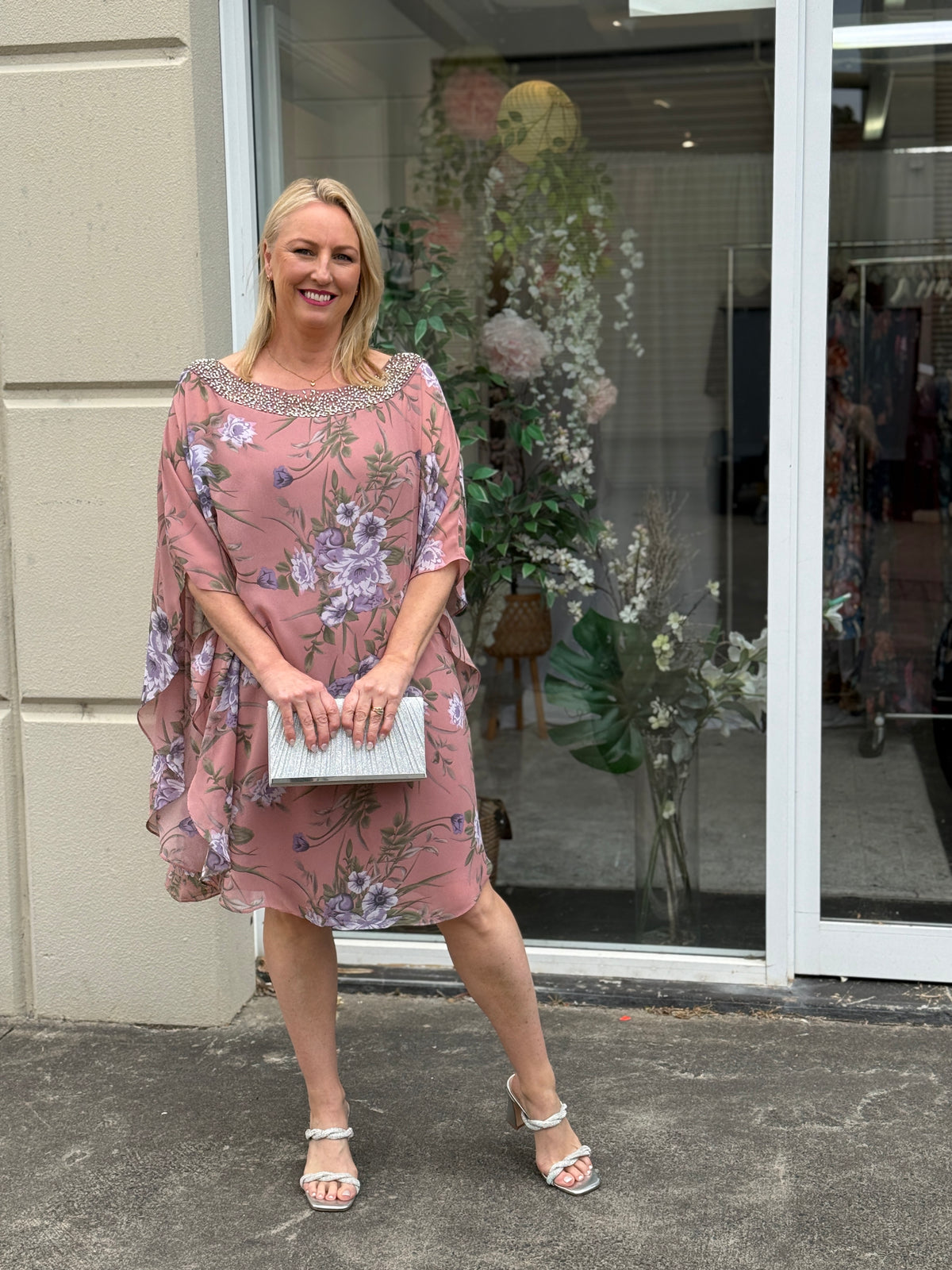 Elias Rose Floral Evening Dress