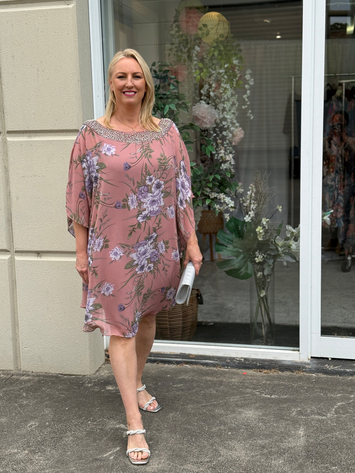 Elias Rose Floral Evening Dress