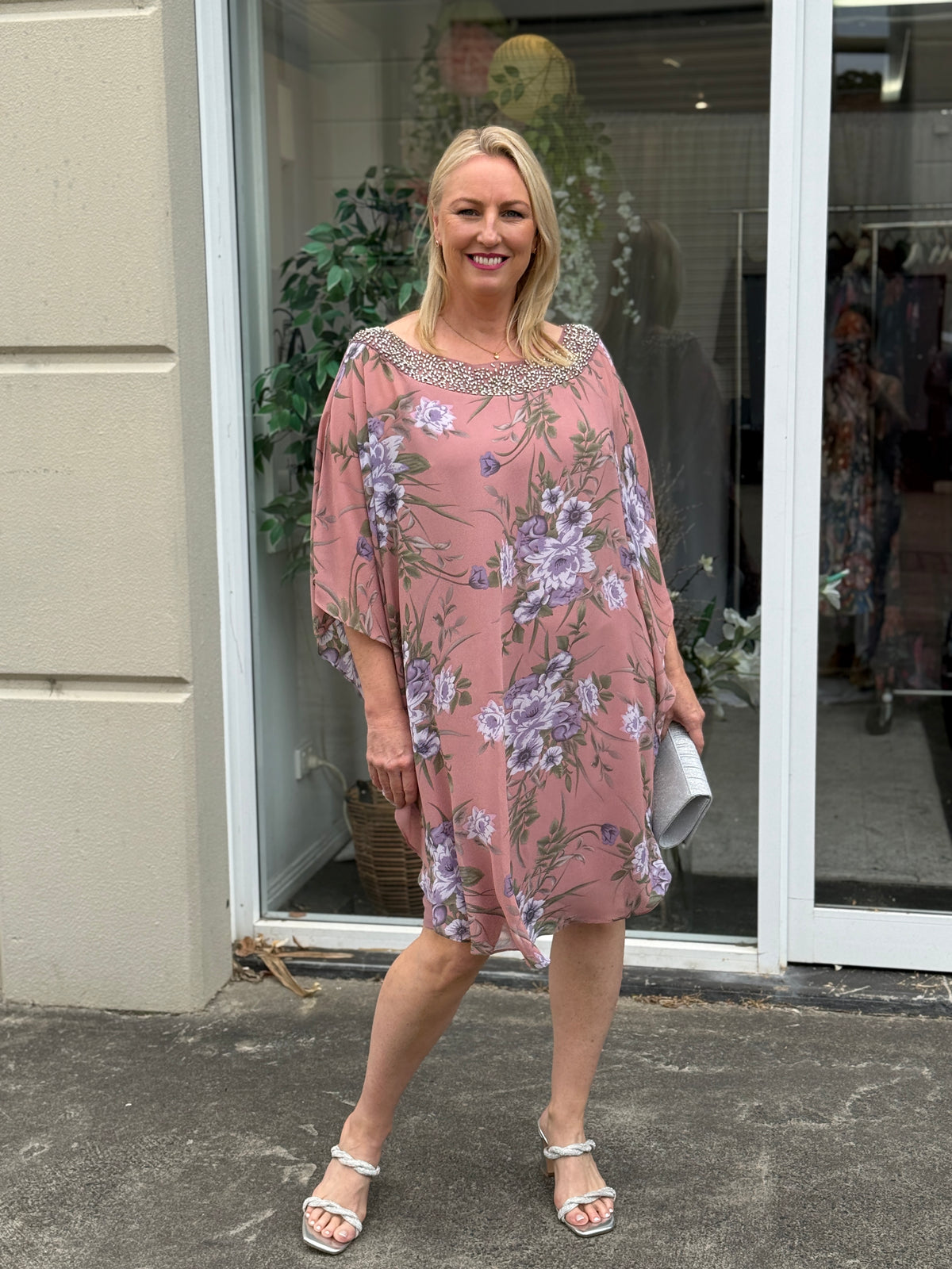 Elias Rose Floral Evening Dress