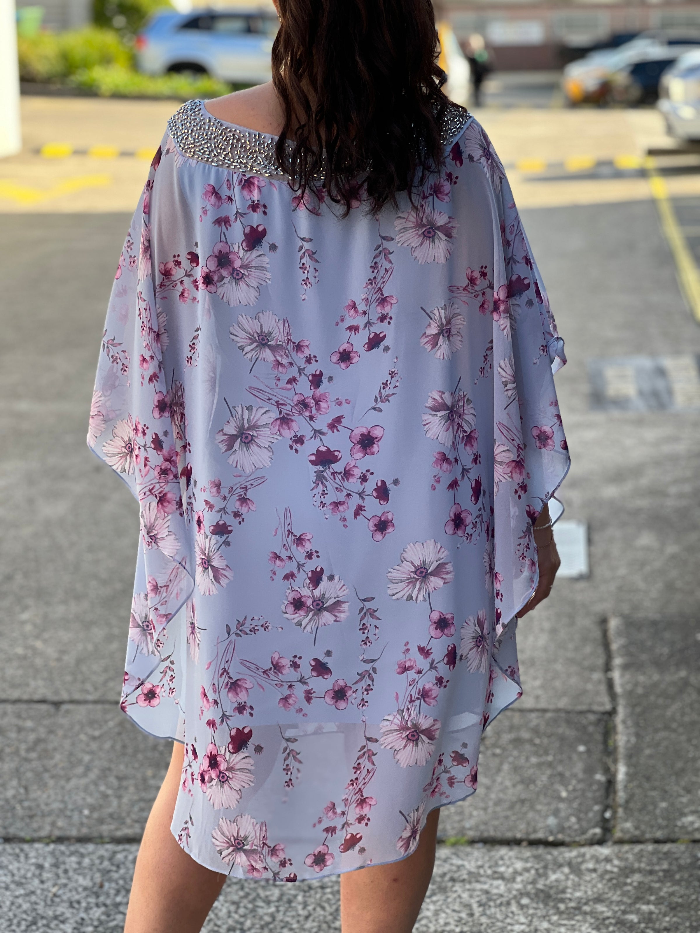 Elias Sand Floral Evening Dress