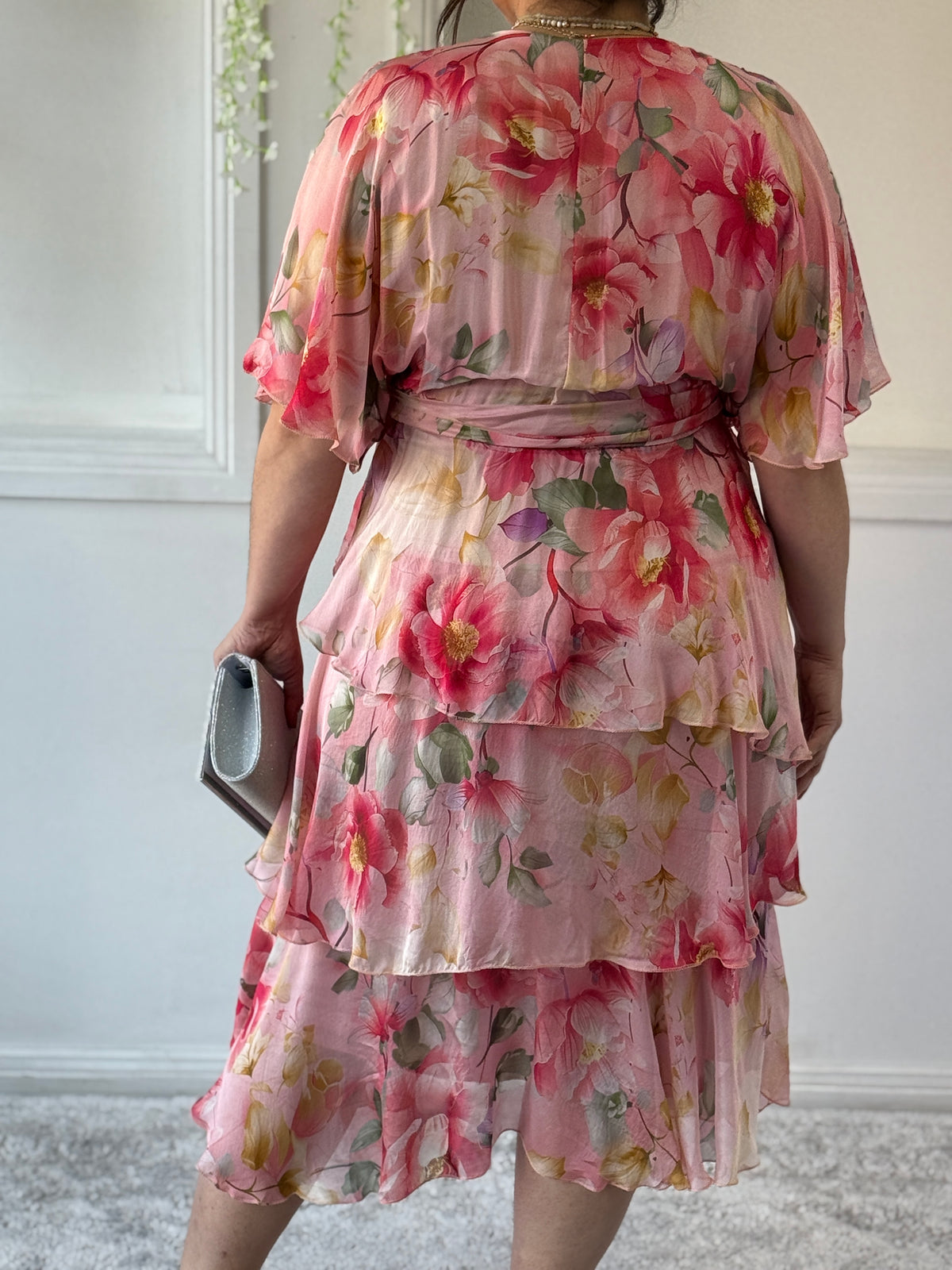 Emily Pink Floral Silk Dress