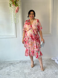 Emily Pink Floral Silk Dress