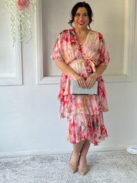 Emily Pink Floral Silk Dress