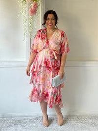 Emily Pink Floral Silk Dress