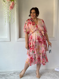 Emily Pink Floral Silk Dress