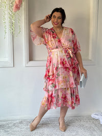 Emily Pink Floral Silk Dress