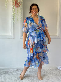 Emily Royal Floral Silk Dress