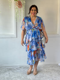 Emily Royal Floral Silk Dress