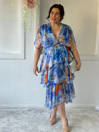 Emily Royal Floral Silk Dress