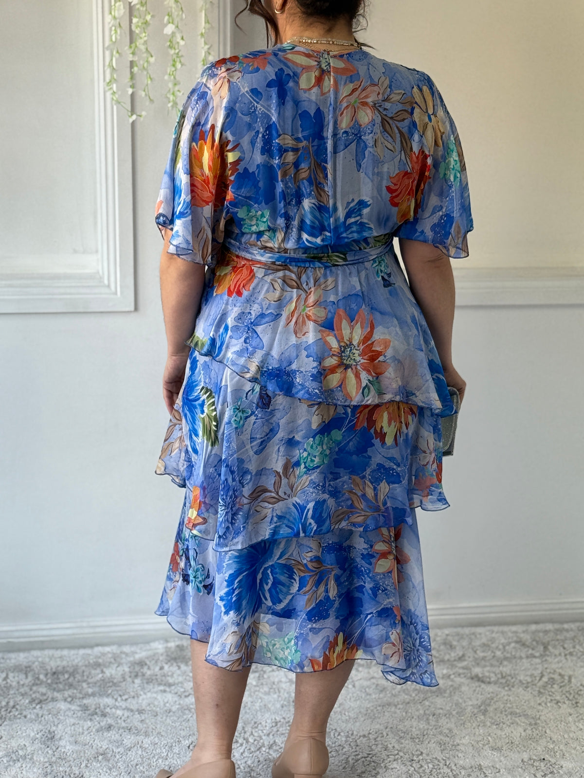 Emily Royal Floral Silk Dress