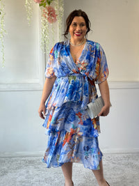 Emily Royal Floral Silk Dress