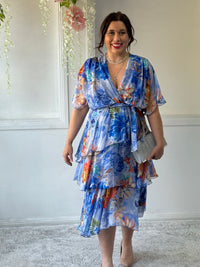 Emily Royal Floral Silk Dress