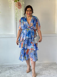 Emily Royal Floral Silk Dress