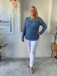 Emma Blue Textured Knit Jumper