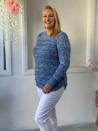 Emma Blue Textured Knit Jumper