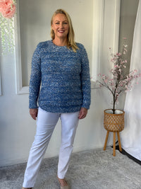 Emma Blue Textured Knit Jumper