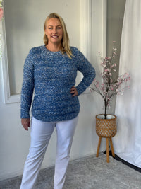 Emma Blue Textured Knit Jumper