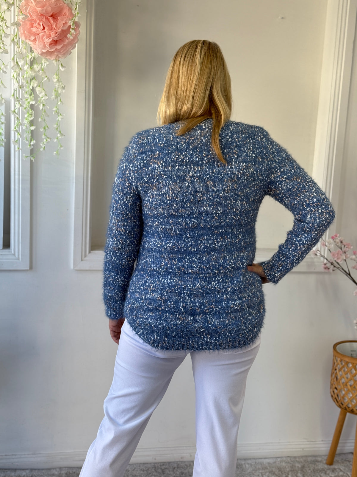Emma Blue Textured Knit Jumper