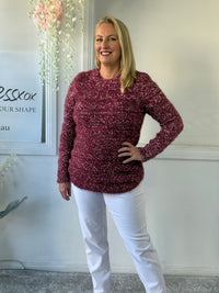 Emma Burgundy Textured Knit Jumper