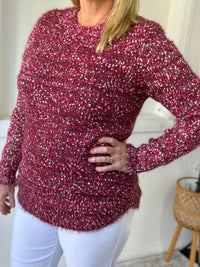 Emma Burgundy Textured Knit Jumper